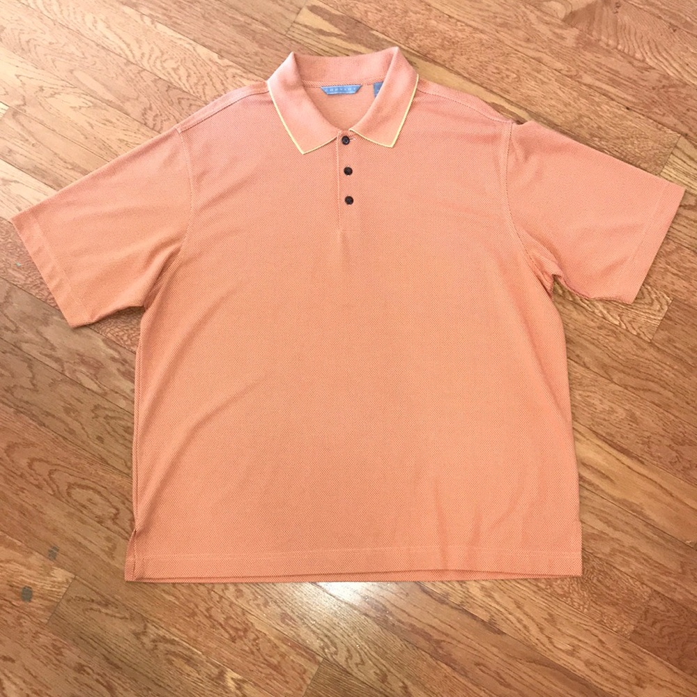 XL Orange Textured Cheviot Collared Shirt